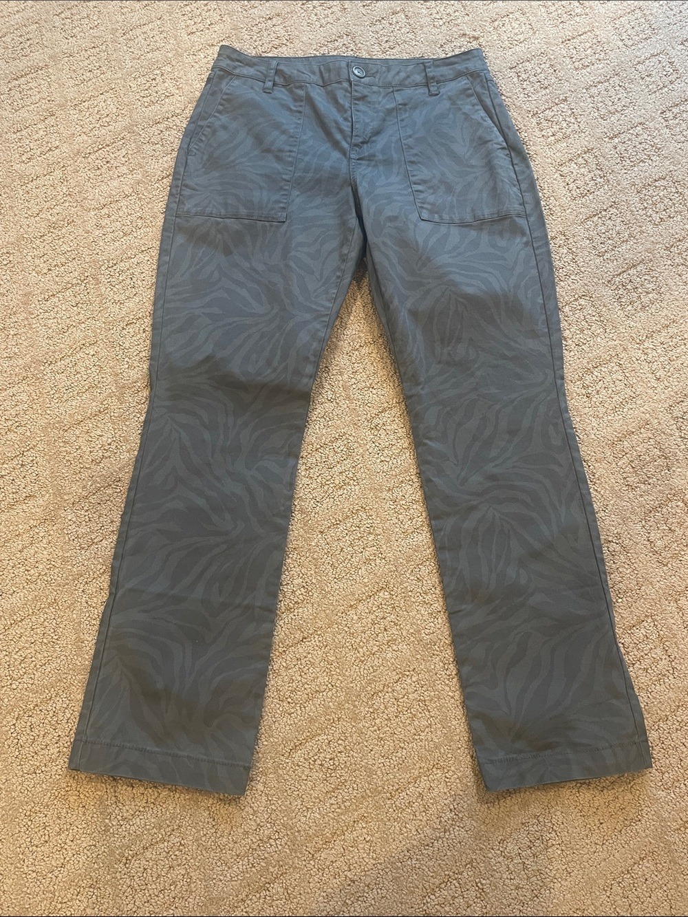 CAbi Slate Gray Straight Leg Pants with Subtle Zebra Jacquard